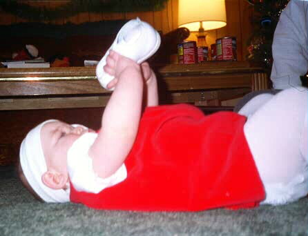 Carrie eating her shoe