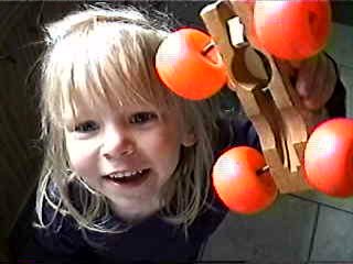 Carrie showing me Snoopy - 5/20/02