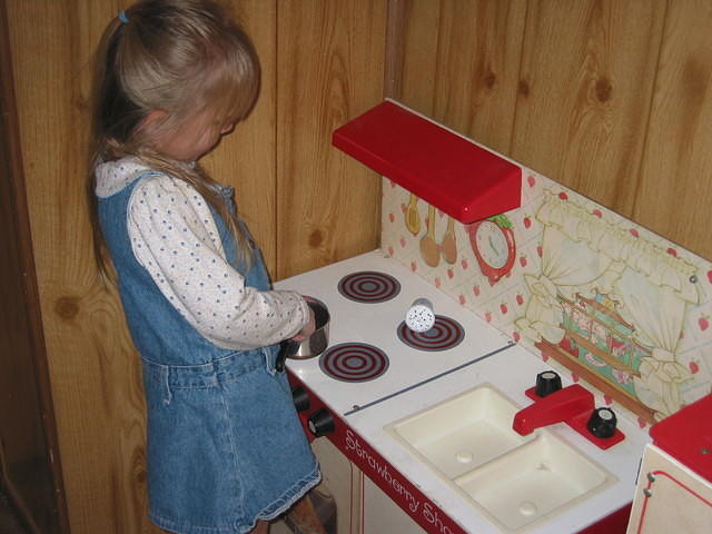 Carrie in her kitchen.