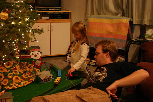 Carrie and Shawn with the trains.