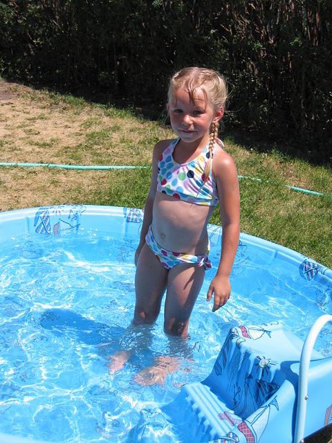 Carrie in her pool.