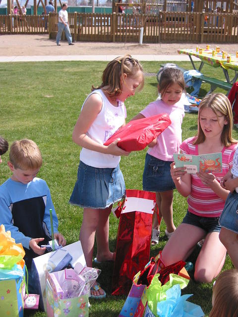 Emma opening presents