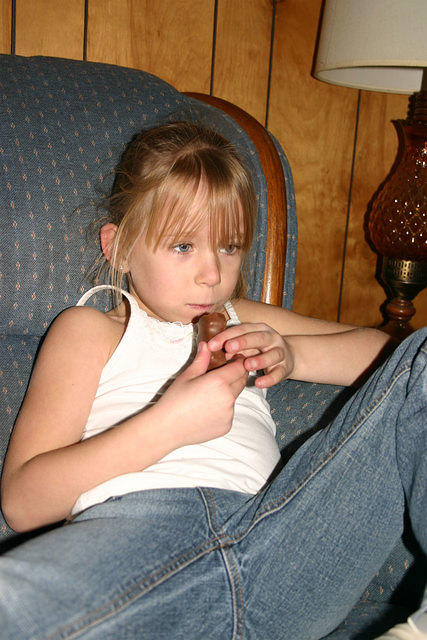 Carrie eating candy