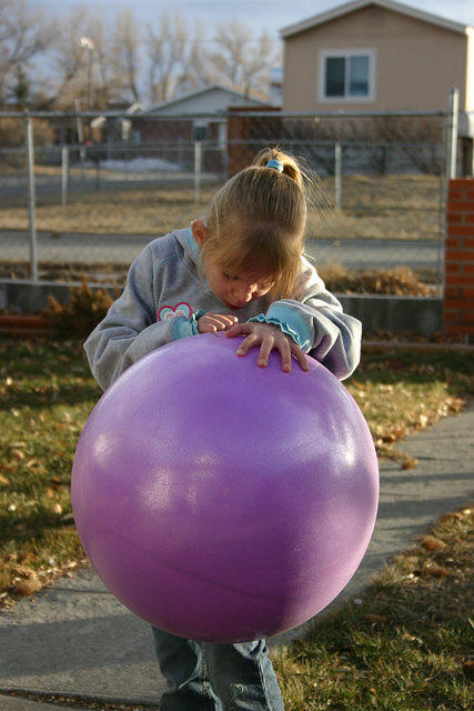 Carrie playing with her new (now deflated) ball.  (It didn't last long)