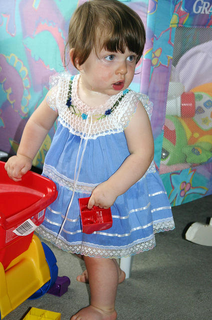 Joleigh playing with her blocks.