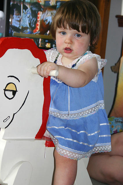 Joleigh on her rocking horse.