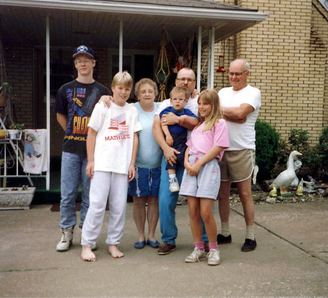 Shawn, Ric, Gram, Uncle Rob, Kevin, me, and Pap - 1992