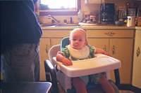 Carrie in her high chair on Easter.