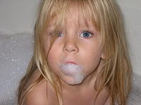 Carrie eating bubbles?! - 12/9/02
