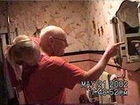 On his way to check the toilet, Pap looks in the mirror and spies Carrie on his back - 5/21/02