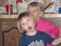 Carrie and Kaytlin with a funny face - 4/7/03