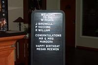 The sign in the lobby of the hotel. 10/4/03