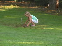 Carrie playing horseshoes