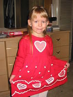 Carrie dresses up for Valentine's Day at school.