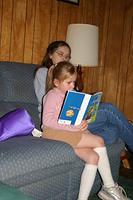 Carrie reading to Mom