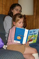 Carrie reading to Mom