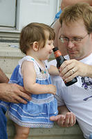 Joleigh drinking Daddy's root beer