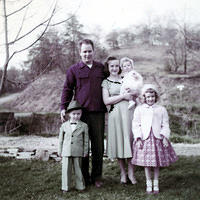 Pap, Gram, Aunt Barb, Uncle David, and Mom - 1955