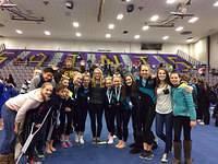 A group of current MHG gymnasts and previous gymnasts at the 2016 Montana State Cup